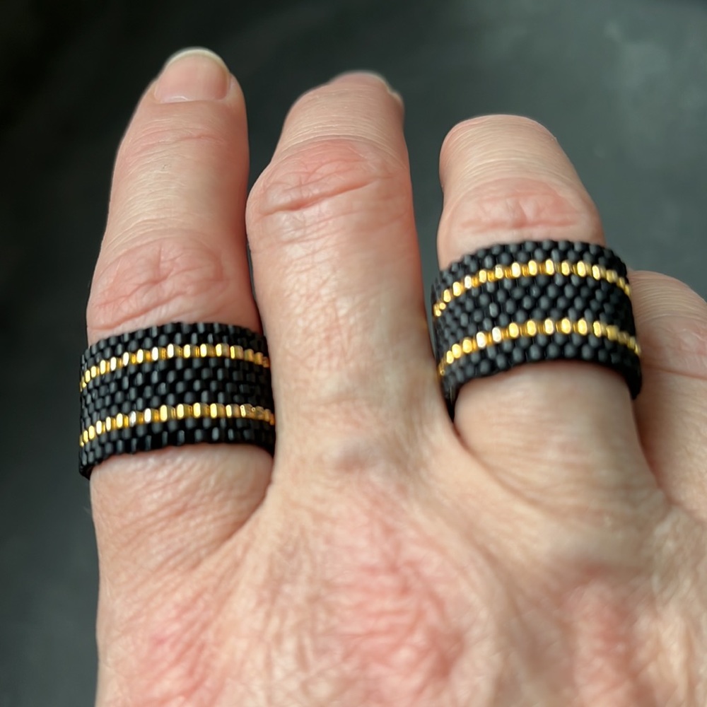 Sidai Beaded Cigar Band Rings-Set 2